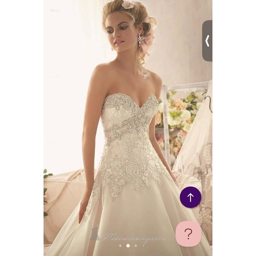 Size 4 Mori Lee wedding dress sweetheart neckline drop waist ball gown 10809
